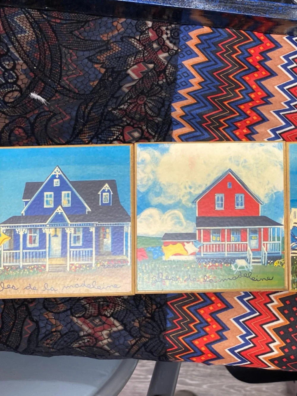 Set of Coasters, Isle of Madeleine, Quebec, 4 Vintage pieces
